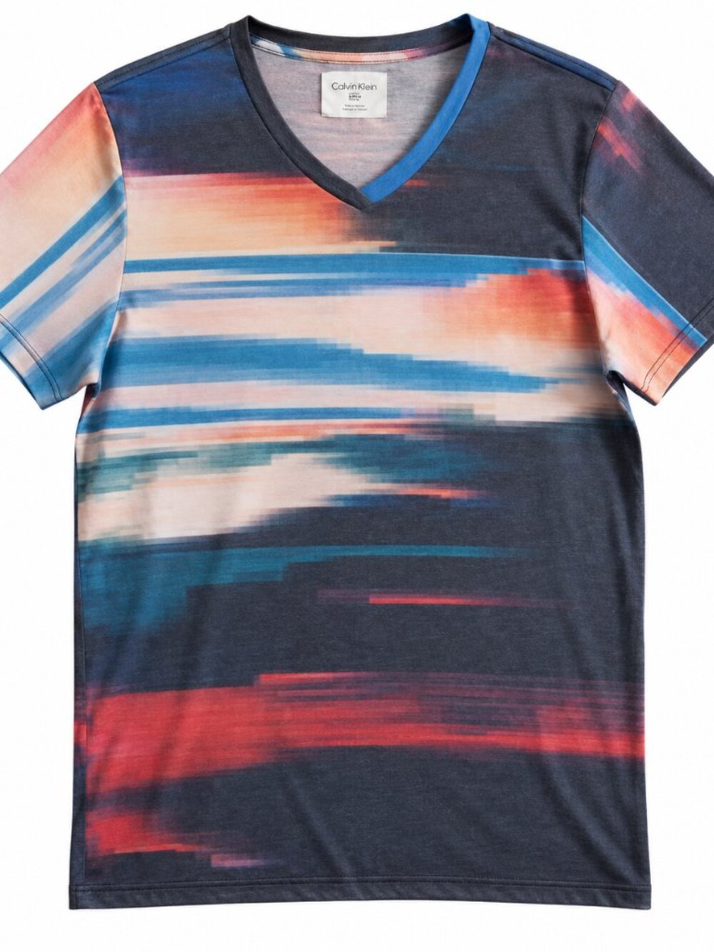 Sol Angeles Mirage V-Neck Tee Men's Medium Sunset Print Made in USA
